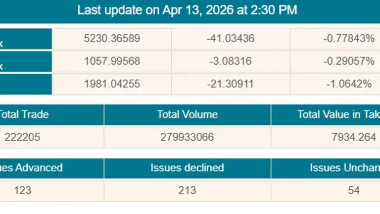 শেয়ারবাজারে বিমার দরপতনে সূচক কমলো, লেনদেনেও ভাটা