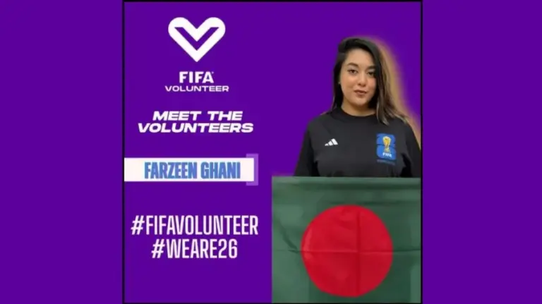 বিশ্বকাপে বাংলাদেশের পতাকা হাতে ফারজিন গনি
