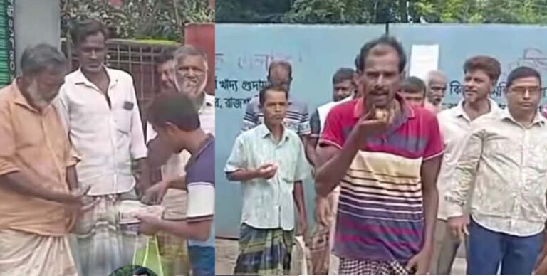 তানোরে খাদ্য গুদাম কর্মকর্তা বরখাস্তের খবরে মিষ্টি বিতরণ