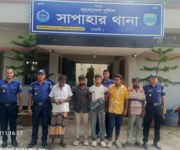 সাপাহারে অবৈধভাবে আম  তোলা বাহিনীর ৫ সদস্য গ্রেফতার