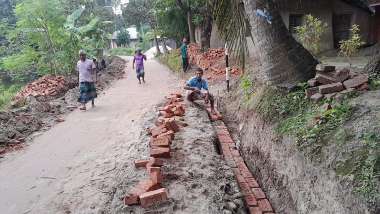 নিম্নমানের ইট খোয়া ব্যবহার করার অভিযোগ দুর্গাপুরে দুই বছরেও শেষ হয়নি রাস্তার কাজ, কার্পেটিং বসে সড়কে গর্ত